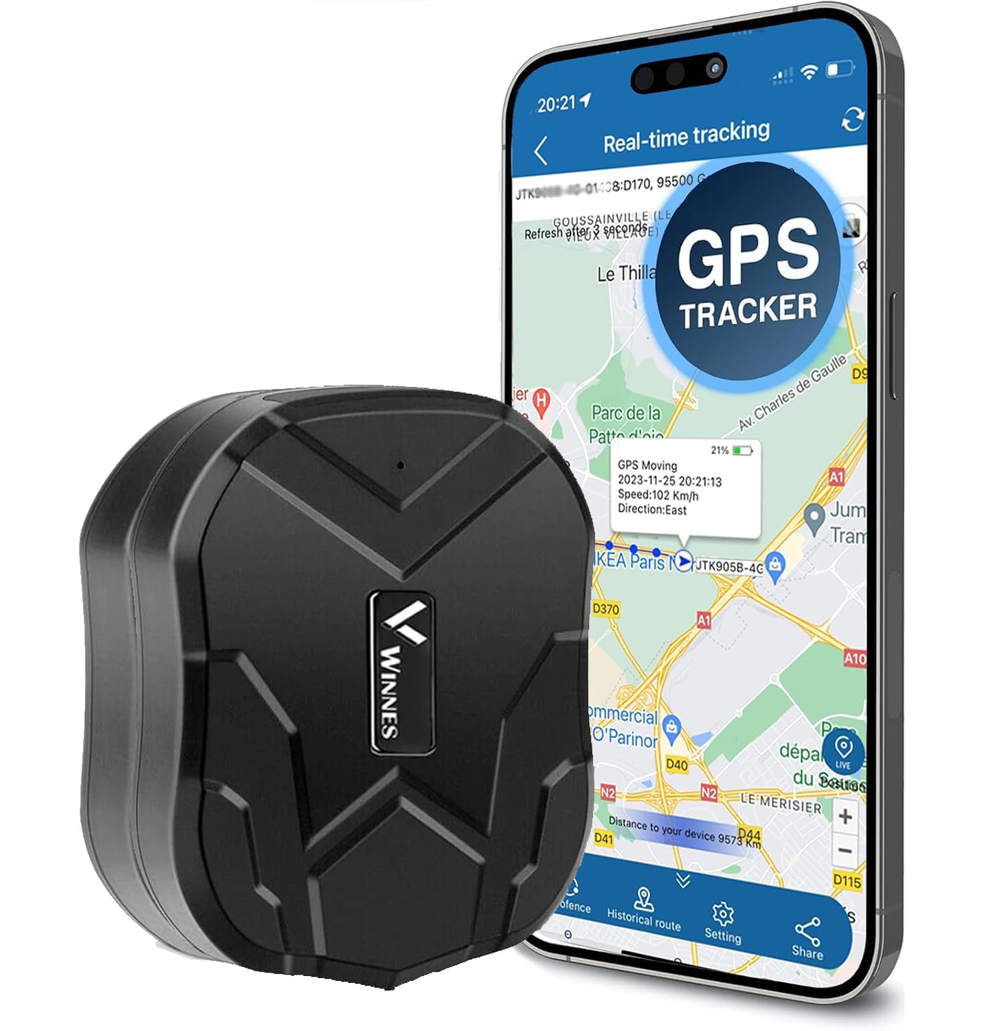 GPS Tracker, Starker Magnet 20000mAh Lang Standby Tracker, Fahrzeug Tracker Echtzeit Monitoring System, wasserdicht Locator, Anti Verloren Ortungsgerät mit Kostenlos APP für Smartphone