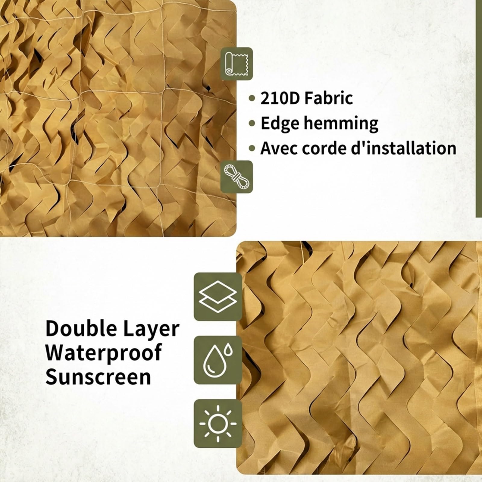 Red de Camuflaje Militar Reforzada Anti-UV Protección Solar Vela de Sombreado Terraza Pergola Jardín Caza Airsoft