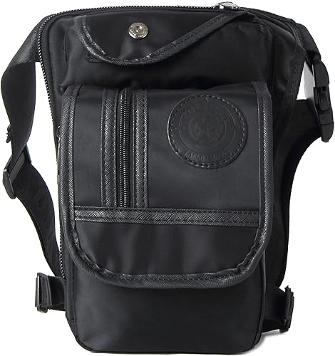 Anjoy Bolsa táctica de lona para la pierna al aire libre para hombres y mujeres moto ciclismo multi-bolsillo cintura Fanny bolsa de viaje senderismo