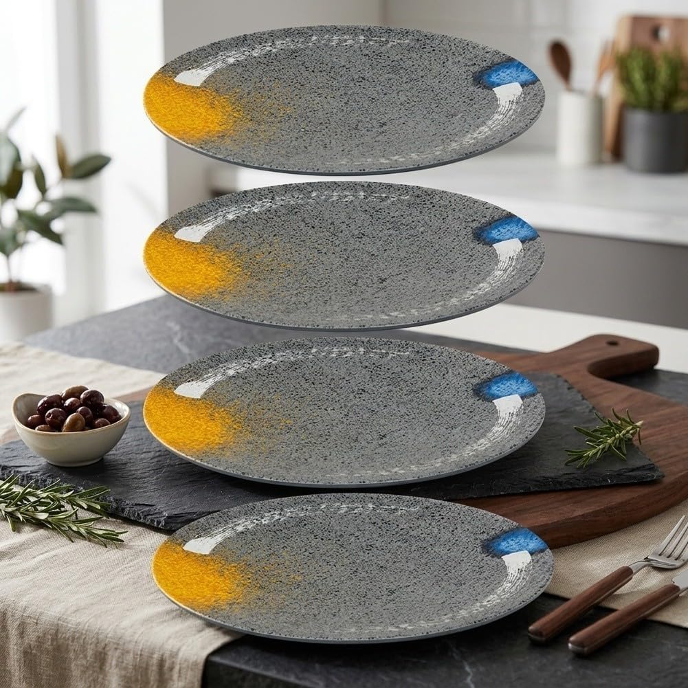 Lot de 4 assiettes rondes en mélamine incassables pour restaurant, maison, 30,4 cm (30,4 cm)