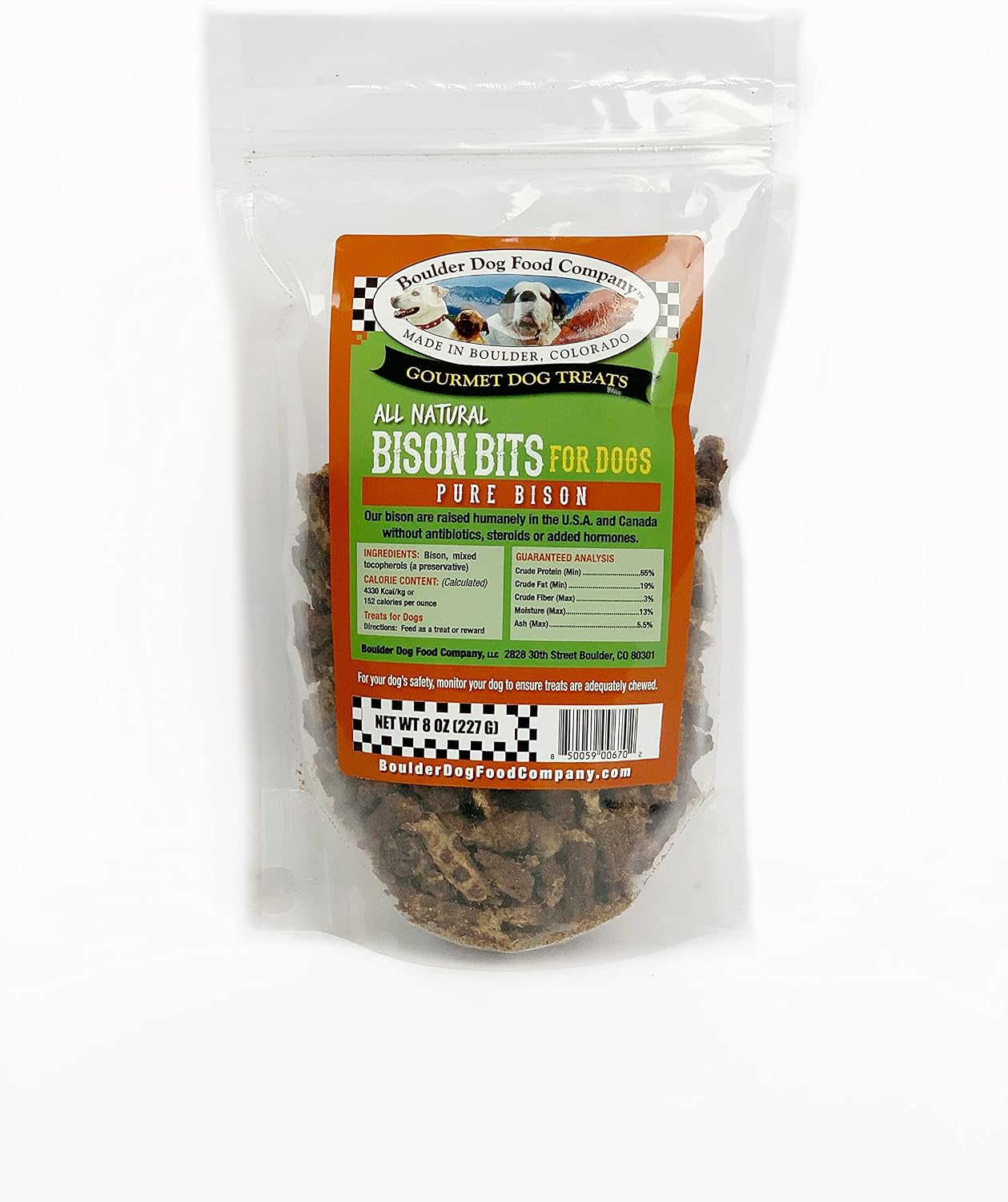 Bison Bits All Natural Dog Treats, 8 oz Grain Free Dog Treats Healthy Dog Treats