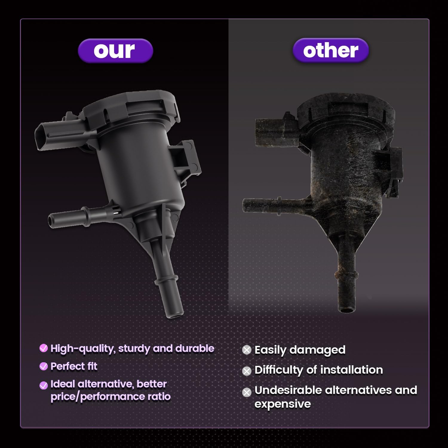 4891731AA Vapor Canister Purge Valve Solenoid Compatible with 2008-2012 Liberty 3.7L, 2007-2011 Wrangler 3.8L, 2012-2017 Wrangler 3.6L, 2007-2010 Dakota, 2007-2011 Nitro, Replaces 911-482