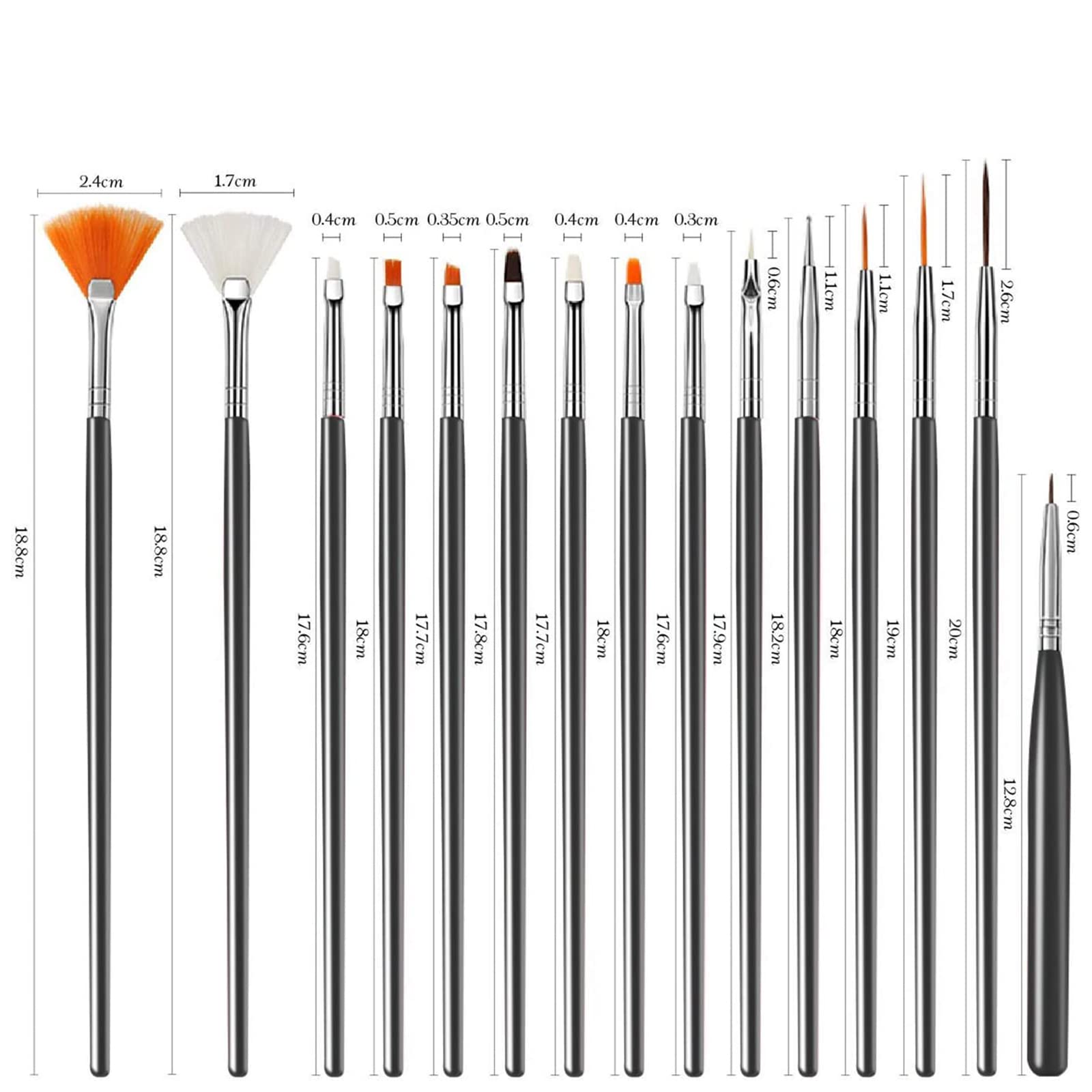 Pennelli Unghie, 15 Pezzi Nero Pennelli Unghie e 3 Pezzi Viola Pennelli per Unghie, Acrilico Gel Pennelloper Unghie Set pennelli per dettagl per Nail Art Design