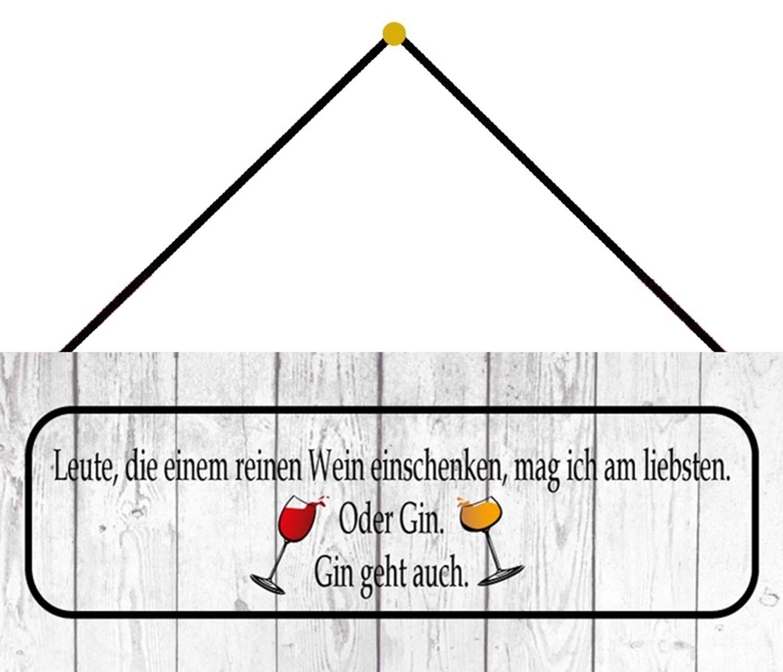 Schatzmix Treasure Mix Wine Drinking Gin Alcohol Metal Sign 27 x 10 cm Wall Decoration with Cord Sheet Metal Sign Multi-Coloured