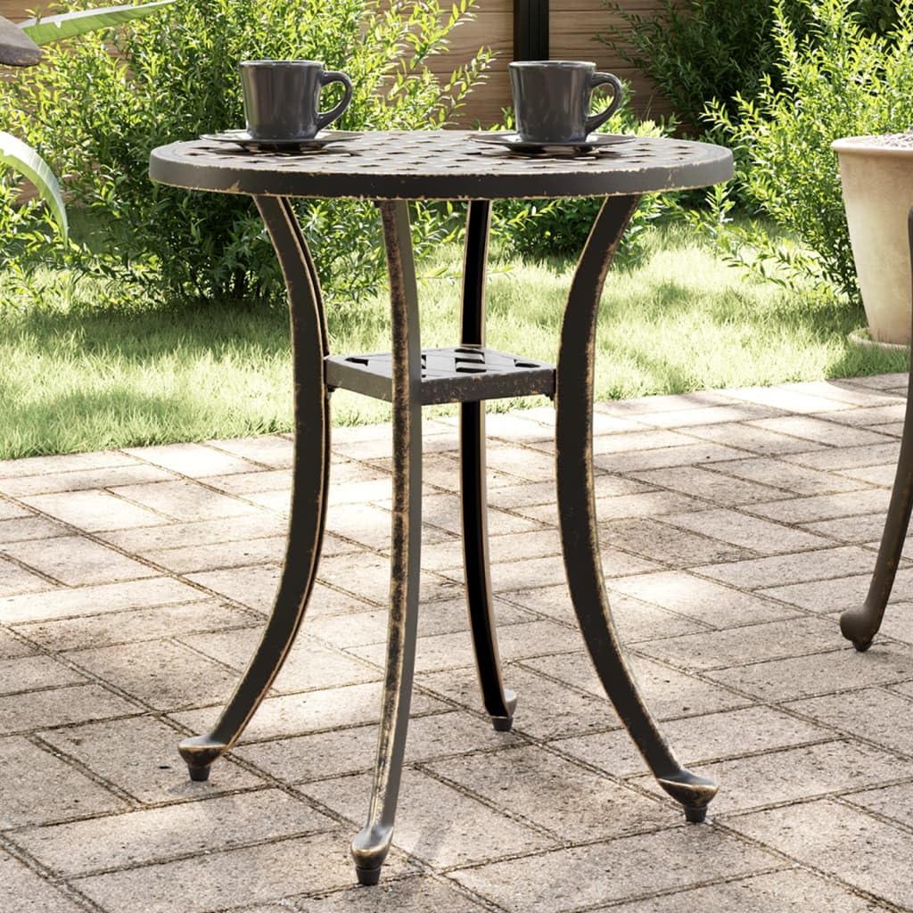 Stół ogrodowy z odlewu aluminiowego, Ø 48 x 53 cm, wytrzymały i łatwy w pielęgnacji, na taras, balkon, do ogrodu, patio, werandy, na kemping, piknik i jedzenie