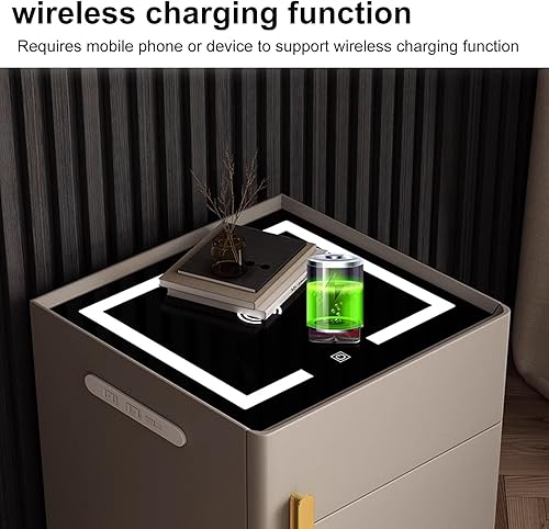 Miniatura 3 de Mesita de noche inteligente con carga segura e inalámbrica, mesita de noche multifunción con 3 luces LED de color, mesa auxiliar con puerto USB,