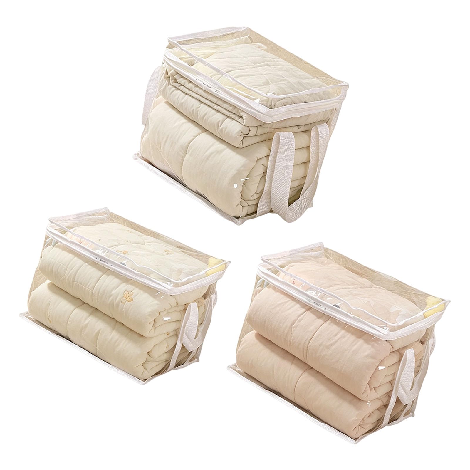 Mekalero White Of 3 Transparency Organizers Storage Bags With Zippered Closure For Storing Toy Documents Dustproof Storage Pouches