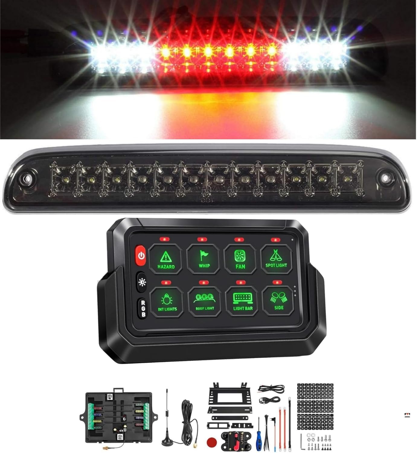 Amazon.com: Partsam High Mount Brake Light+Wireless 8 Gang Switch