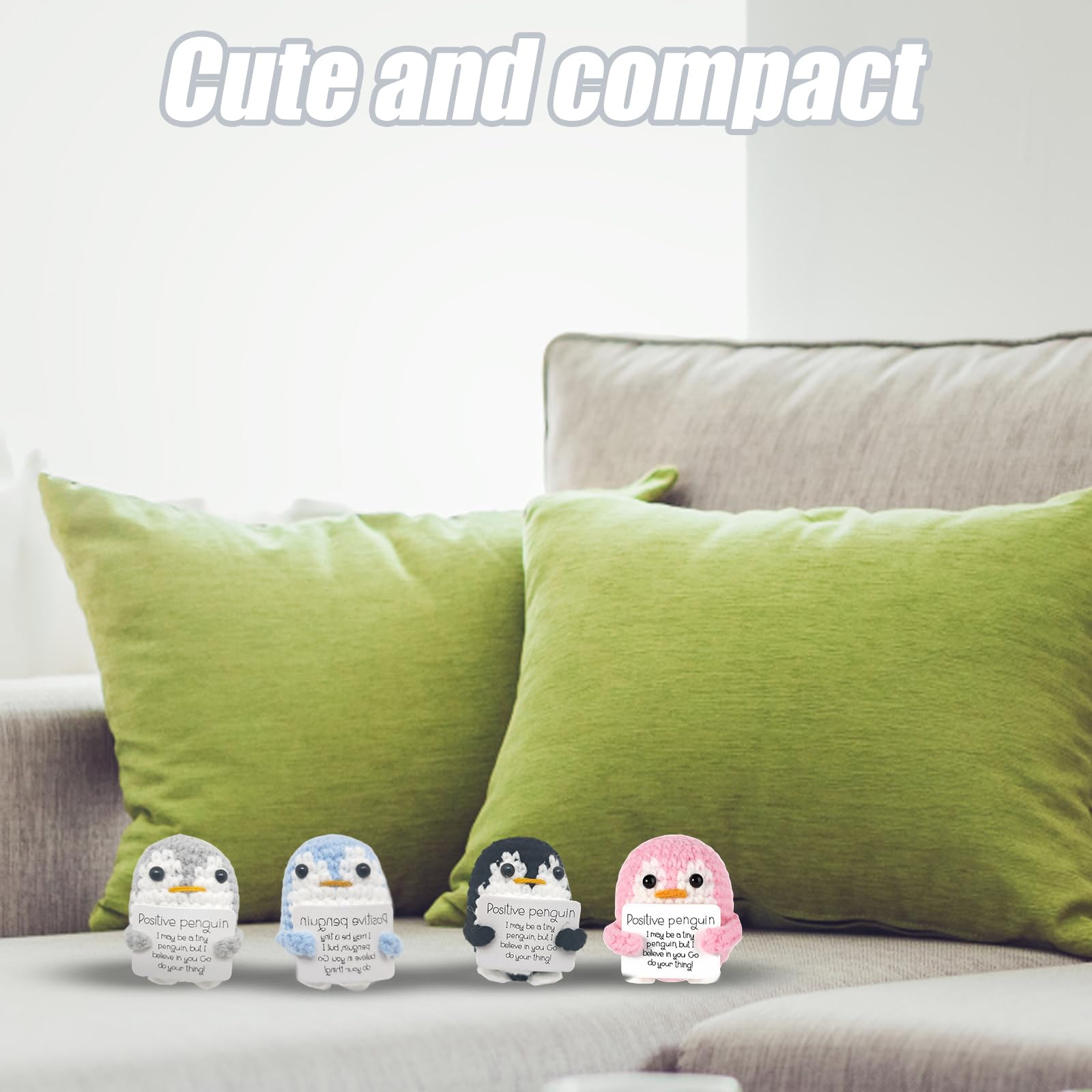 TUBAWD 4PCS Positive Penguin, Positive Crochet Animals Handmade Crochet Penguin Set, Emotional Support Companions - Image 4