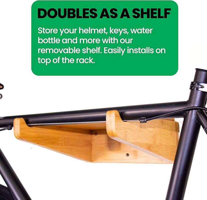 Soporte de pared para bicicleta COR Bamboo con estante removible miniatura 5