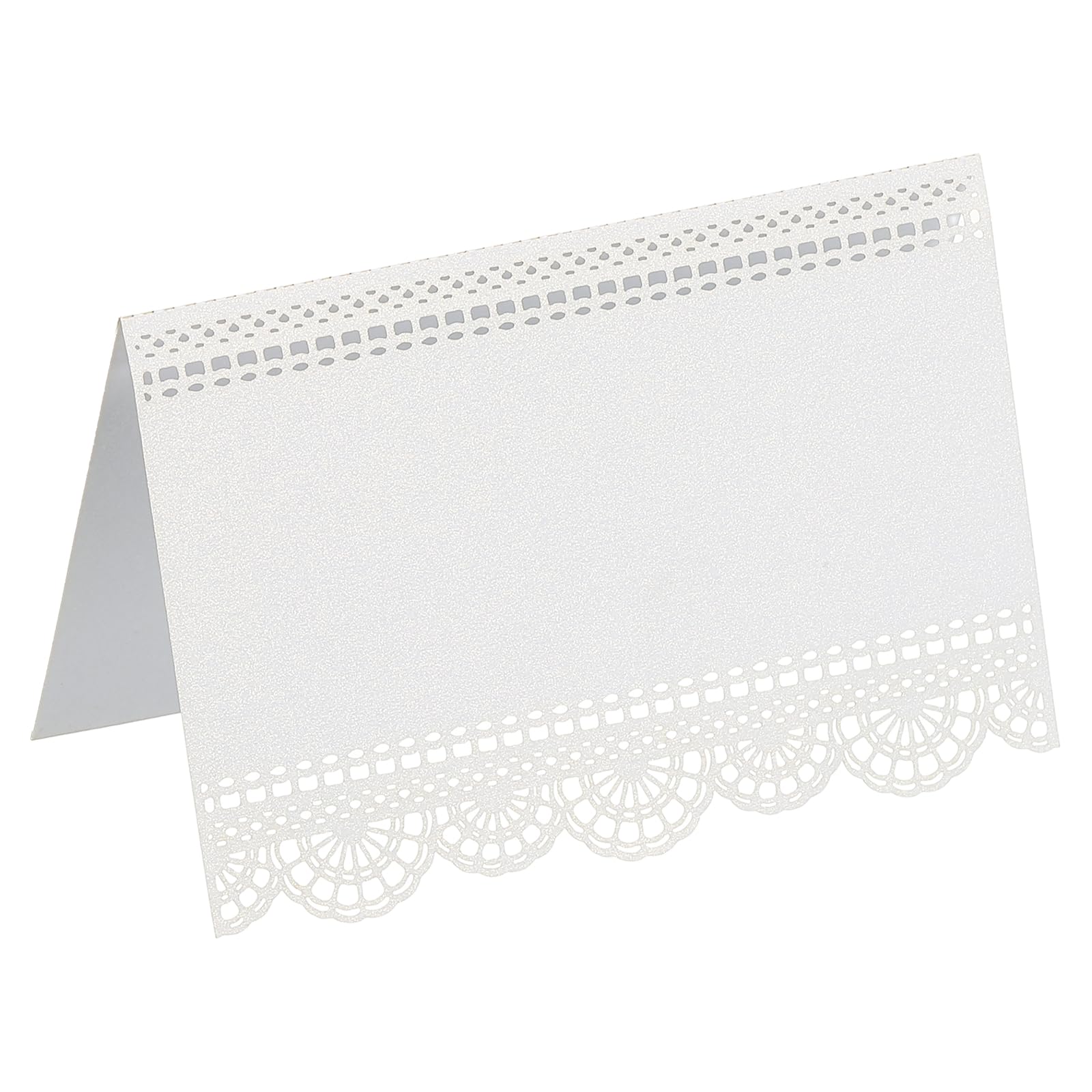 PATIKIL 50Pcs Wedding Place Cards, Laser Cut Lace Flower Table Place Cards for Table Setting Wedding Reception Buffet, White