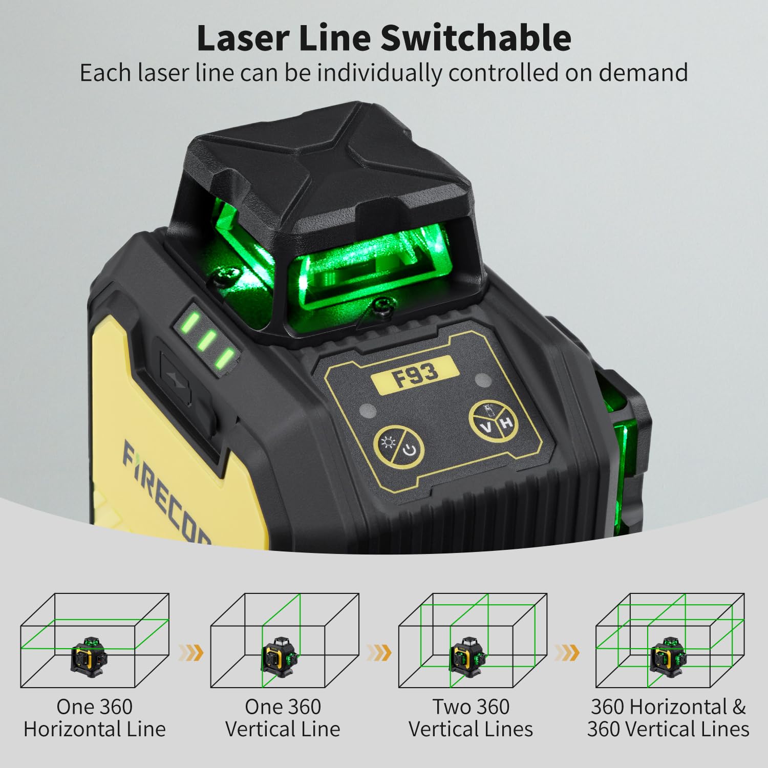 Firecore Laser Level Kit - 1/13" Accuracy, 197ft Range -9