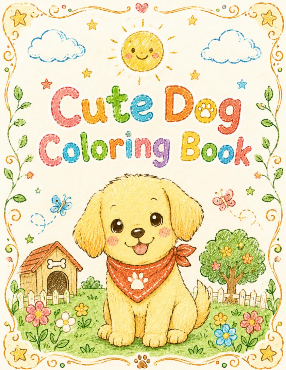Cute Dog Coloring Book: Adorable Puppies, Magical Adventures, and Fun Coloring Pages for Kids (Tarot Coloring Collection)