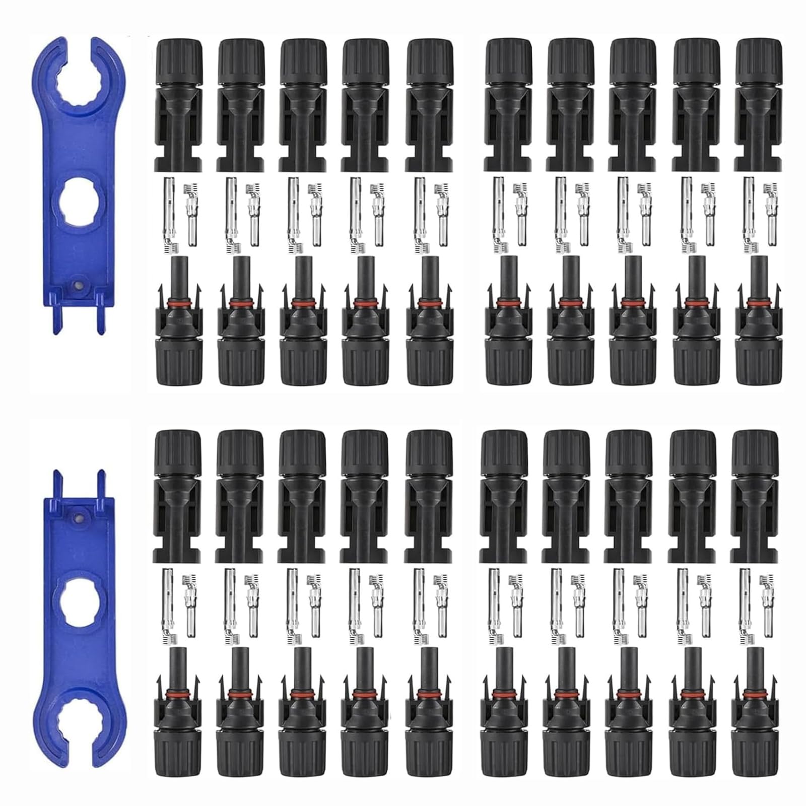 Usngsny 40 PCS Solar Connectors, Male/Female Waterproof IP67, MC4 1000V 30A, (20Pairs) Solar Panel Cable Connectors with 2 Spanners(10AWG) - solar and wind power | Mubboo