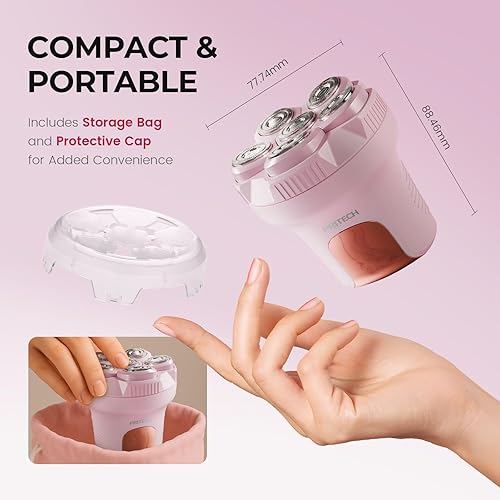 Miniatura 7 de PRITECH Maquinillas de afeitar eléctricas para piernas de mujer, afeitadora corporal fácil de limpiar, recortadora de bikini impermeable en húmedo y