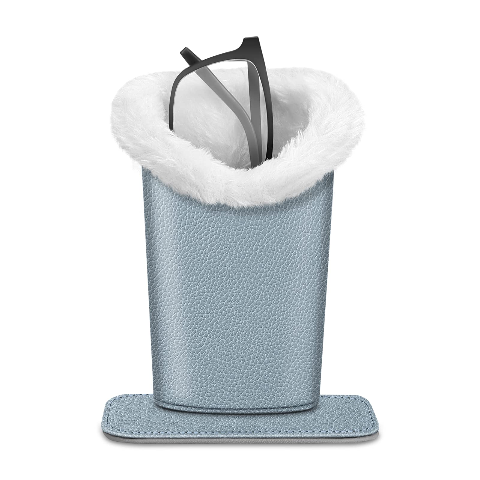 Plush Lined Eyeglasses Holder with Magnetic Base- Premium Vegan Leather Glasses Stand Case