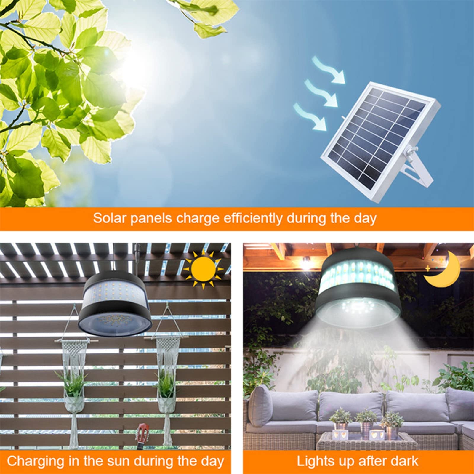 Luz Colgante Solar Con Control Remoto, Interior Al Aire Libre 3 Modos LED Iluminación Colgante Con Brillo Lateral, IP65 Luz Solar A Prueba De Agua Para Jardín Patio Camping
