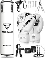 ASBRAVO 4 lábas nehéz ütőzsák szett 12 oz kesztyűvel MMA Muay Thai edzéshez - White 1