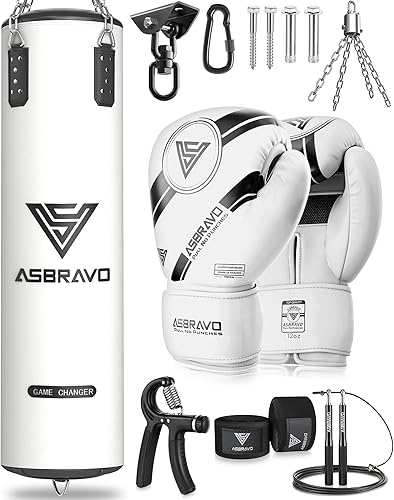 Saco de boxeo para adultos, juego de bolsa de boxeo pesada de poliuretano de 4 pies, guantes de 12 onzas para MMA Muay Thai Kickboxing,