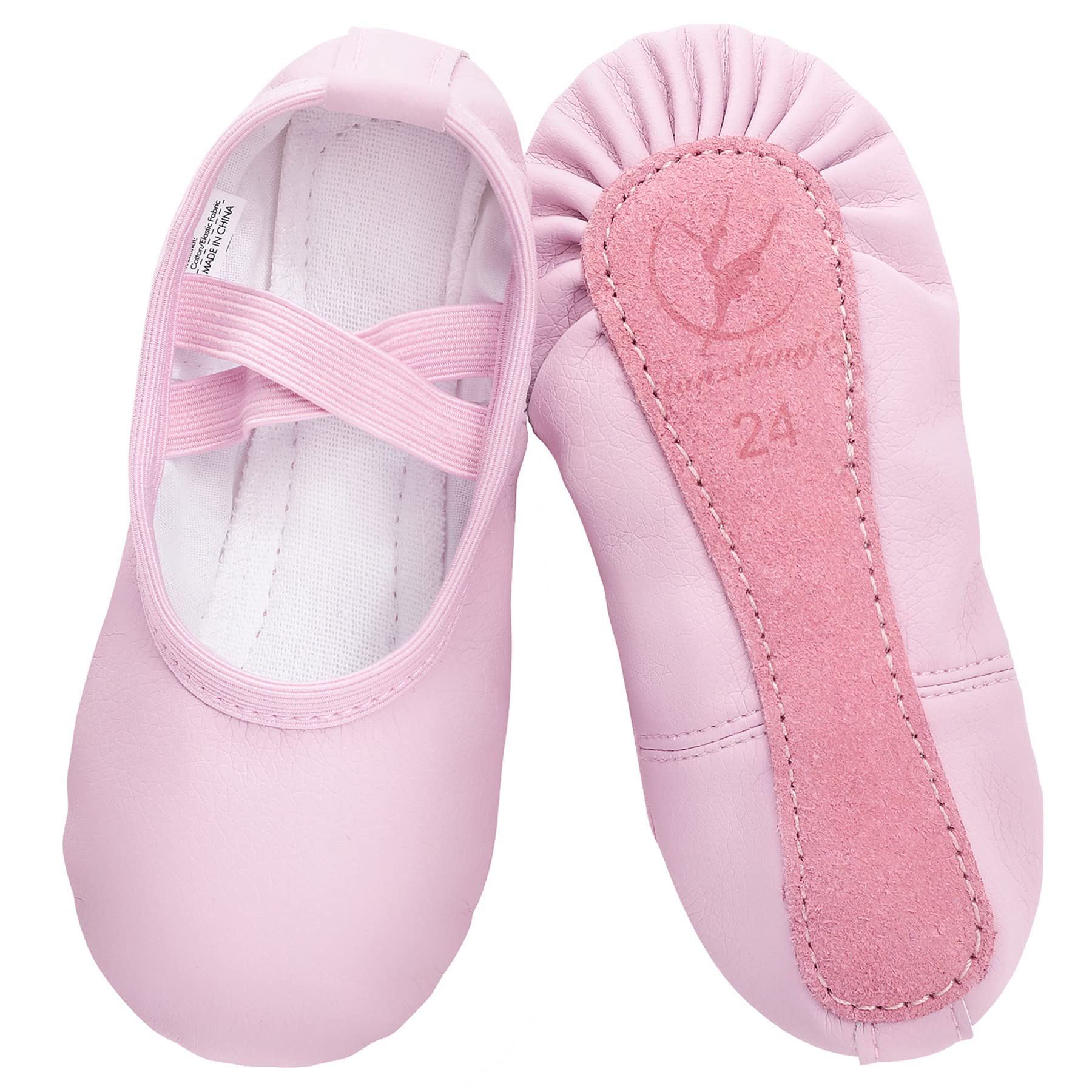 tanzdunsjeBallet Shoes for Girls Leather Ballet Dance Slipper Full Leather Sole Ballet Flats for Kids Toddler Child Women Adults
