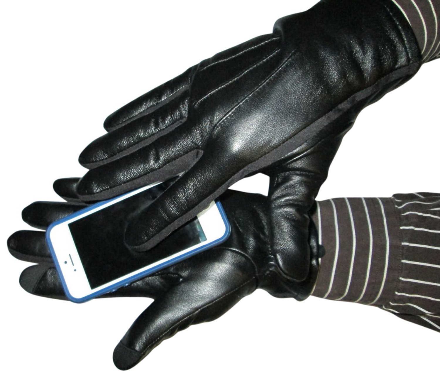 Genuine Leather Gloves for men (Black, Small)