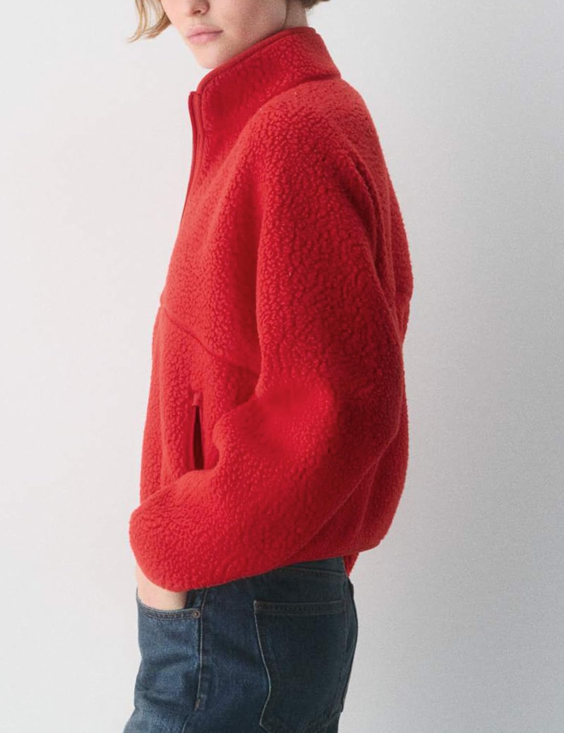 Fleece Jackets Women Causal Long Sleeve Sherpa Jacket Warm Ziper Fuzzy Coat Sweatshirts Trendy with Pockets - Image 3