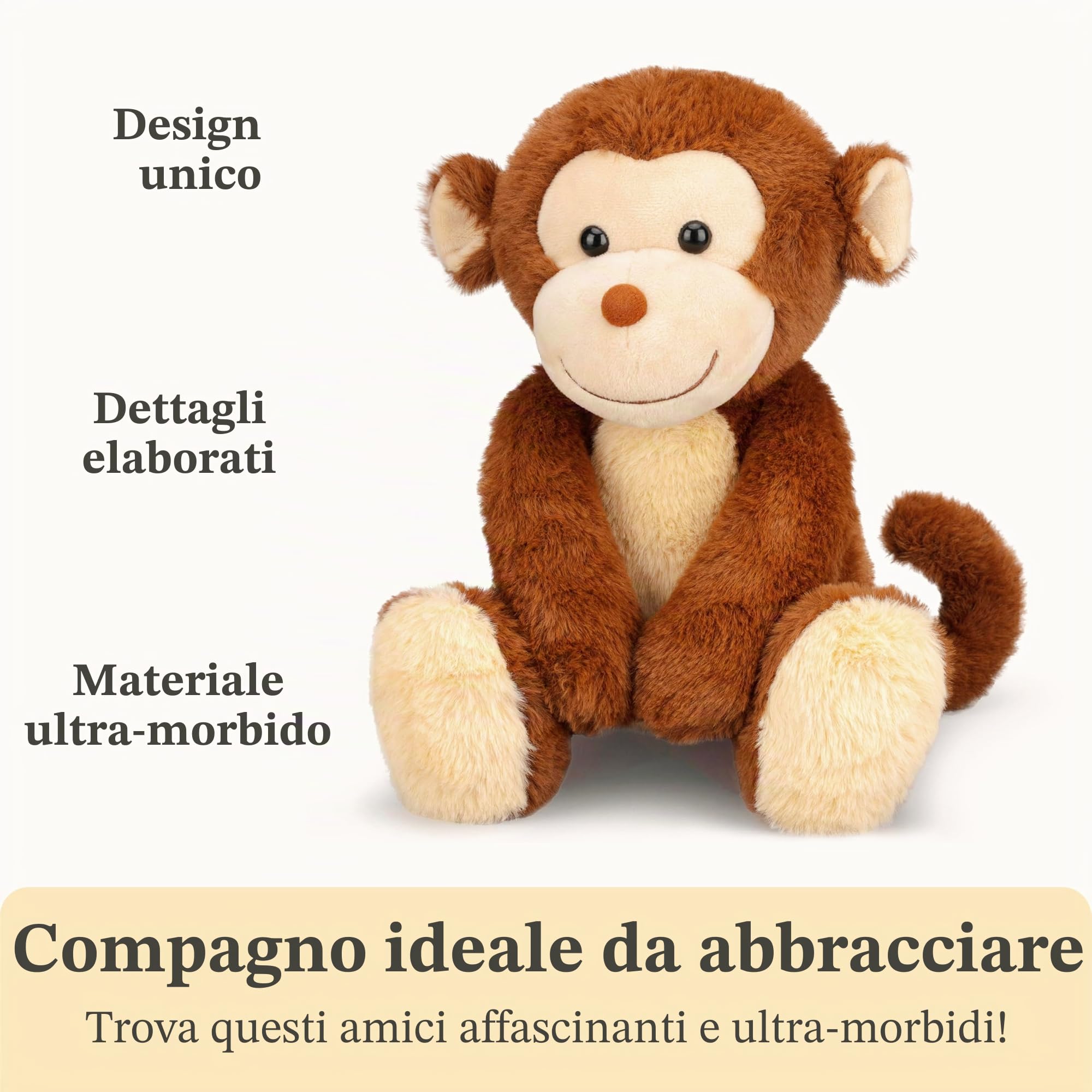 IKASA Scimmia Peluche Giocattoli 32 cm Ideale come Regalo per Famiglia e Bambini