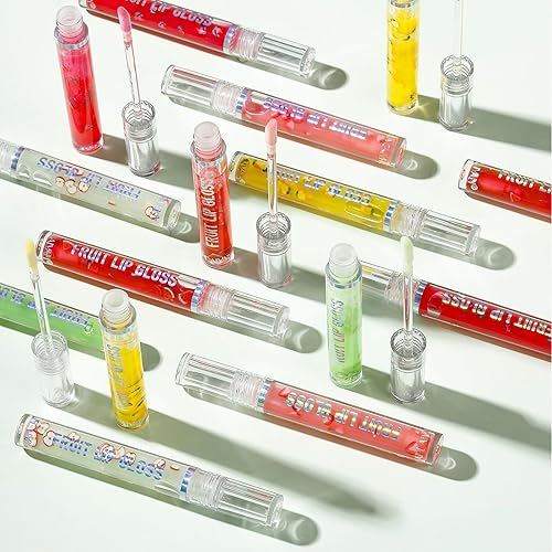 Miniatura 9 de EnMart 6 unidades de aceite de labios afrutado, esmalte labial hidratante brillante, no pegajoso hidratante brillo labial tintado, brillo labial