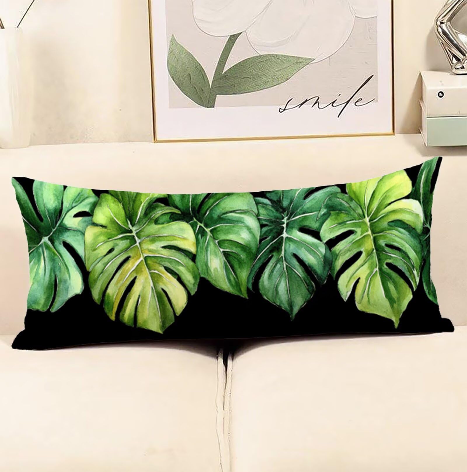 Tropisch Seitenschläferkissen Bezug 60 x 180, Anlage Kissenbezug 60x180 Seitenschläferkissen, Leinen Verbessern Sie Schlafqualität Schwangerschaftskissen für Sofa Deko Weihnachten Geschenk R-2662