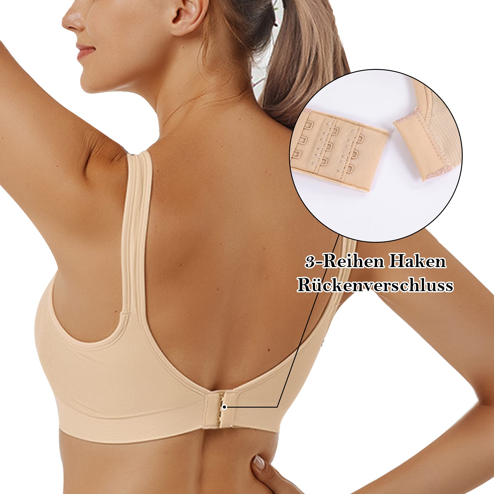 Vertvie Reggiseno Sportivo Donna 1/2/3 Set Basic Senza Ferretto Senza Cuciture Imbottite Yoga Running Reggiseno Top
