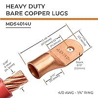Vista 169 de SELTERM - 2 terminales de anillo resistentes para cable de batería, calibre 4 AWG, pernos de 3/8 pulgadas, terminales de calibre 4, ojales de cobre