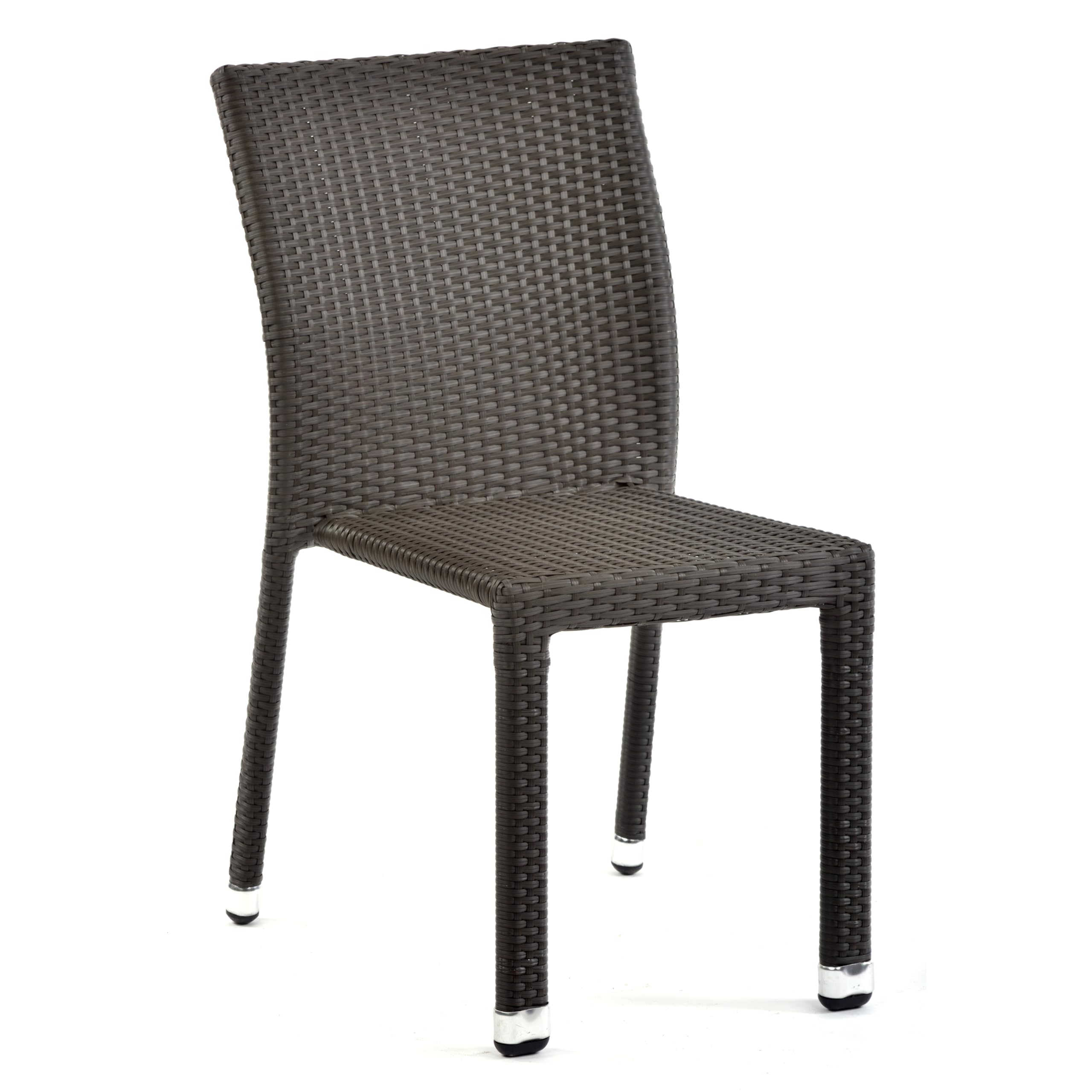 BrackenStyle Lagos Rattan Side Chair - Mocca Cream - Stackable Patio Garden Dining Chair