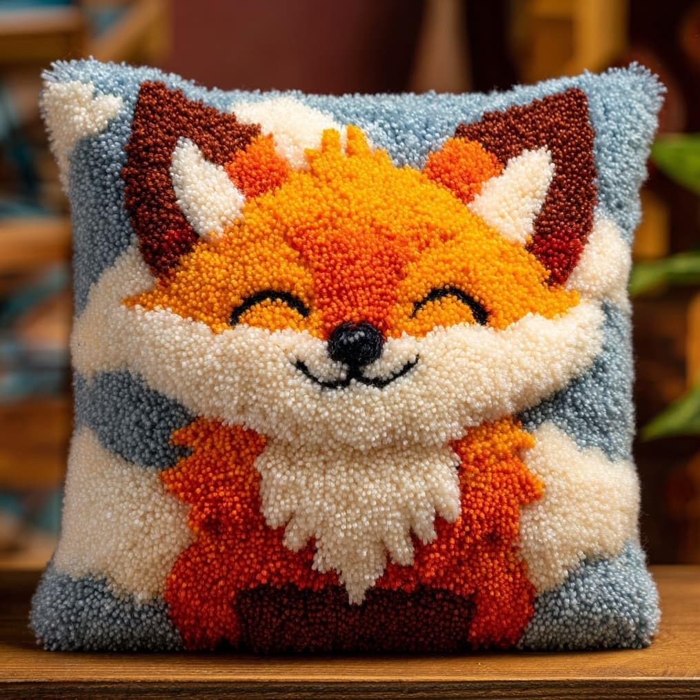 AxiangziK Latch Hook Cushion Kit for Beginners,Cute Fox
