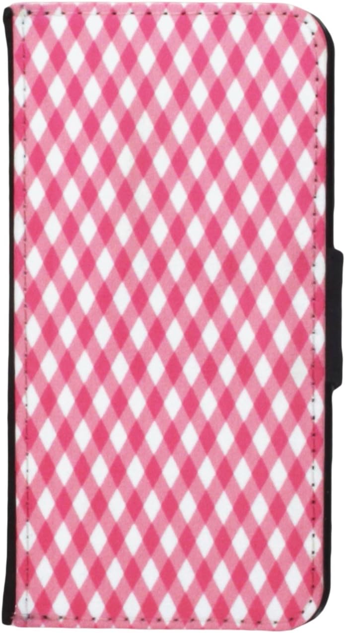 Pink Plaid on White Design Flip Wallet iPhoneCase with Magnetic Flap for iPhone 5/5s