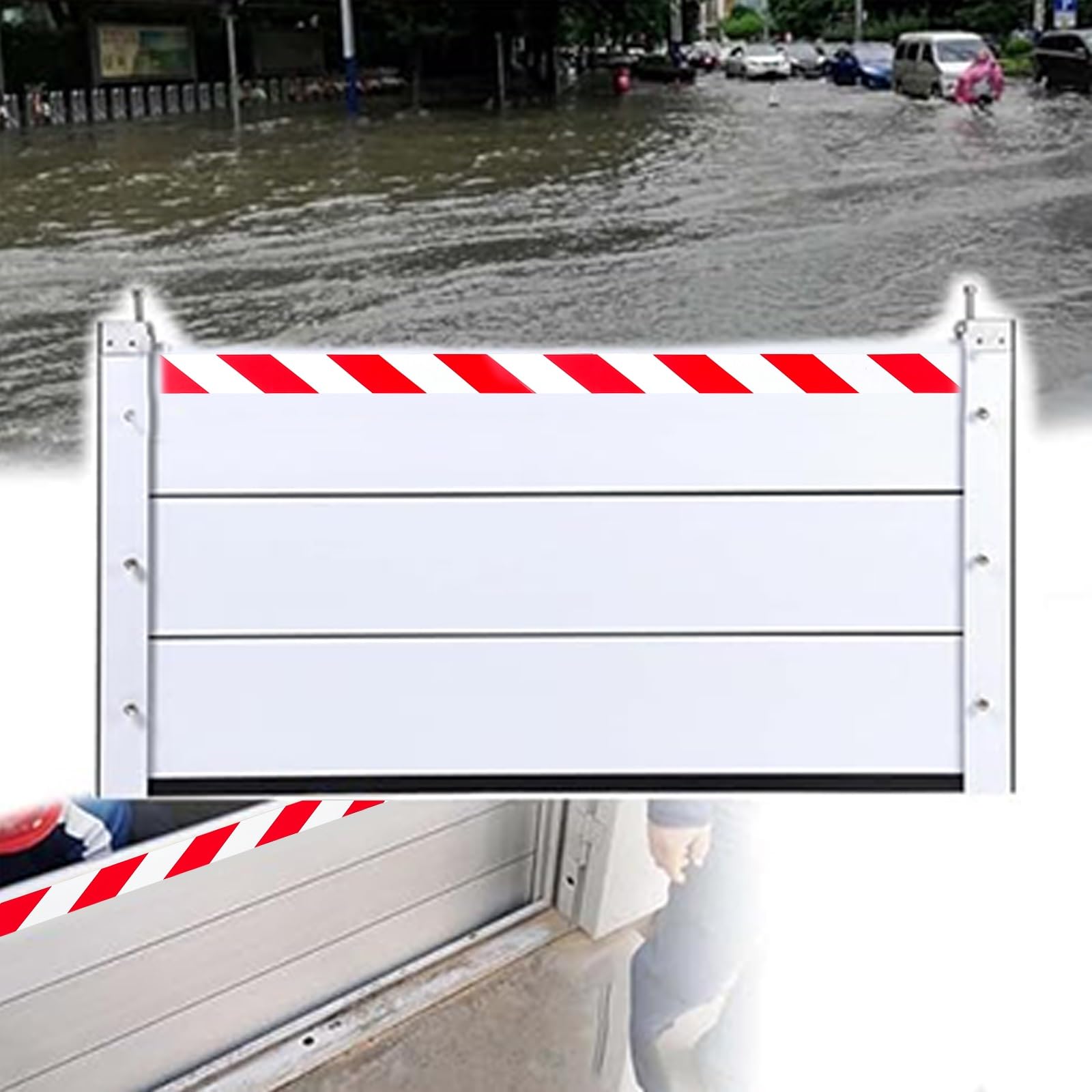 Barrière anti-inondation pour portes de garage et appartement en aluminium réutilisable