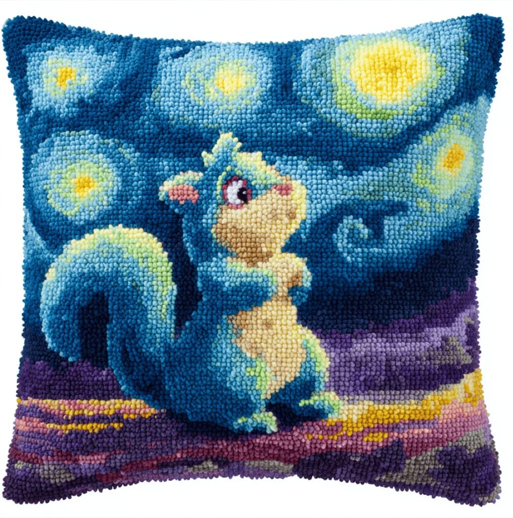 Kitquiver Latch Hook Kits Donkey for Adults,Squirrel DIY Latch Hook Cushion Kits and Latch Rug Kits Cross-Stitch Embroidery Cushion Cover for Home Sofa Decoration 17X17 in