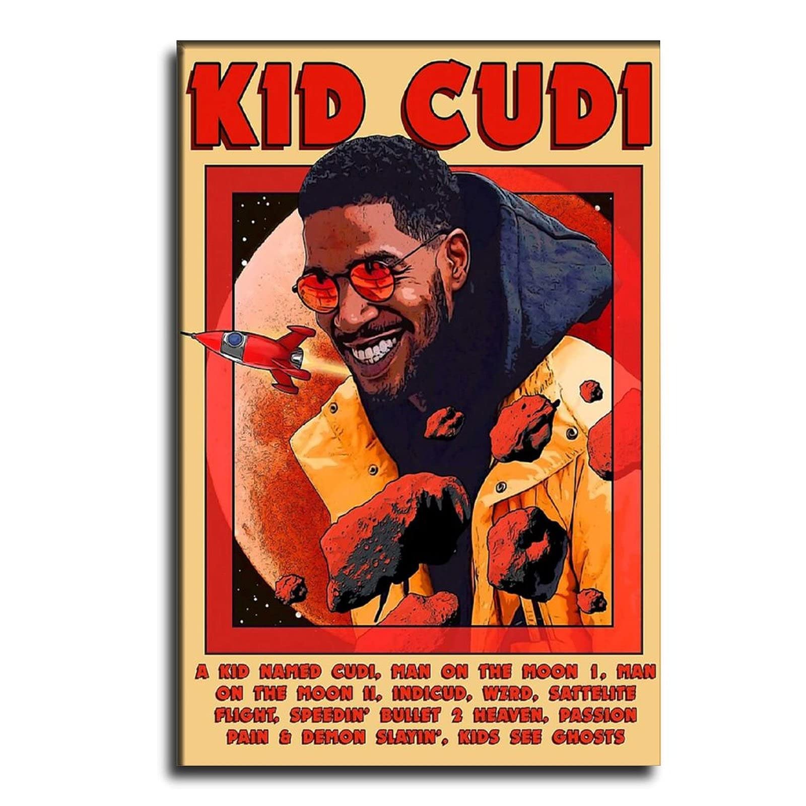 JFGF Kid Cudi Man on The Moon Posters Canvas Art Poster and Wall Art Picture Print Modern Family Bedroom Decor Posters 20×30inch(50×75cm)