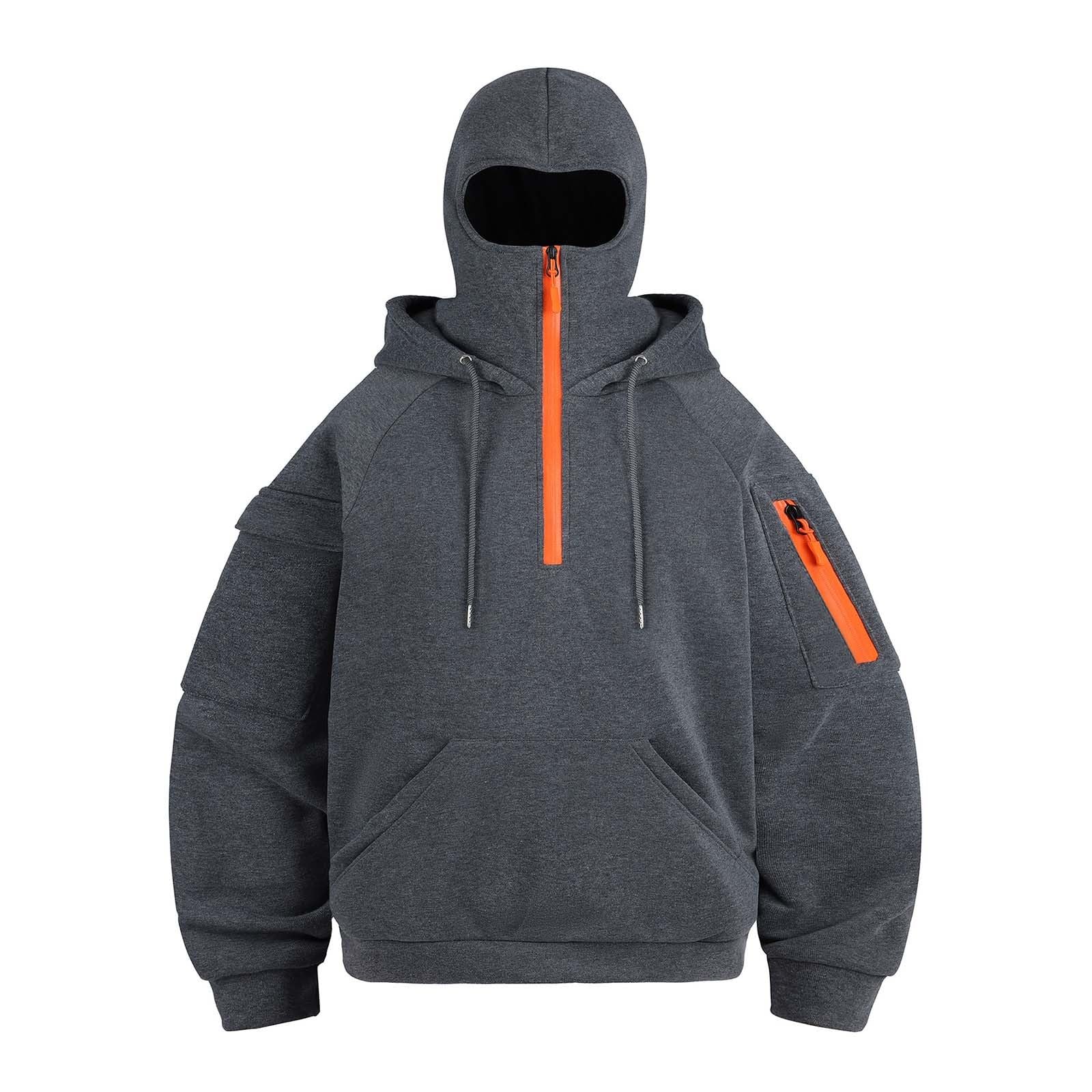 Kominiarka unisex z kapturem narciarskim dla mężczyzn i kobiet plus size zamek błyskawiczny 1/4 zimowa bluza z kapturem z długim rękawem sweter outdoorowy motocykl jazda na rowerze bluza
