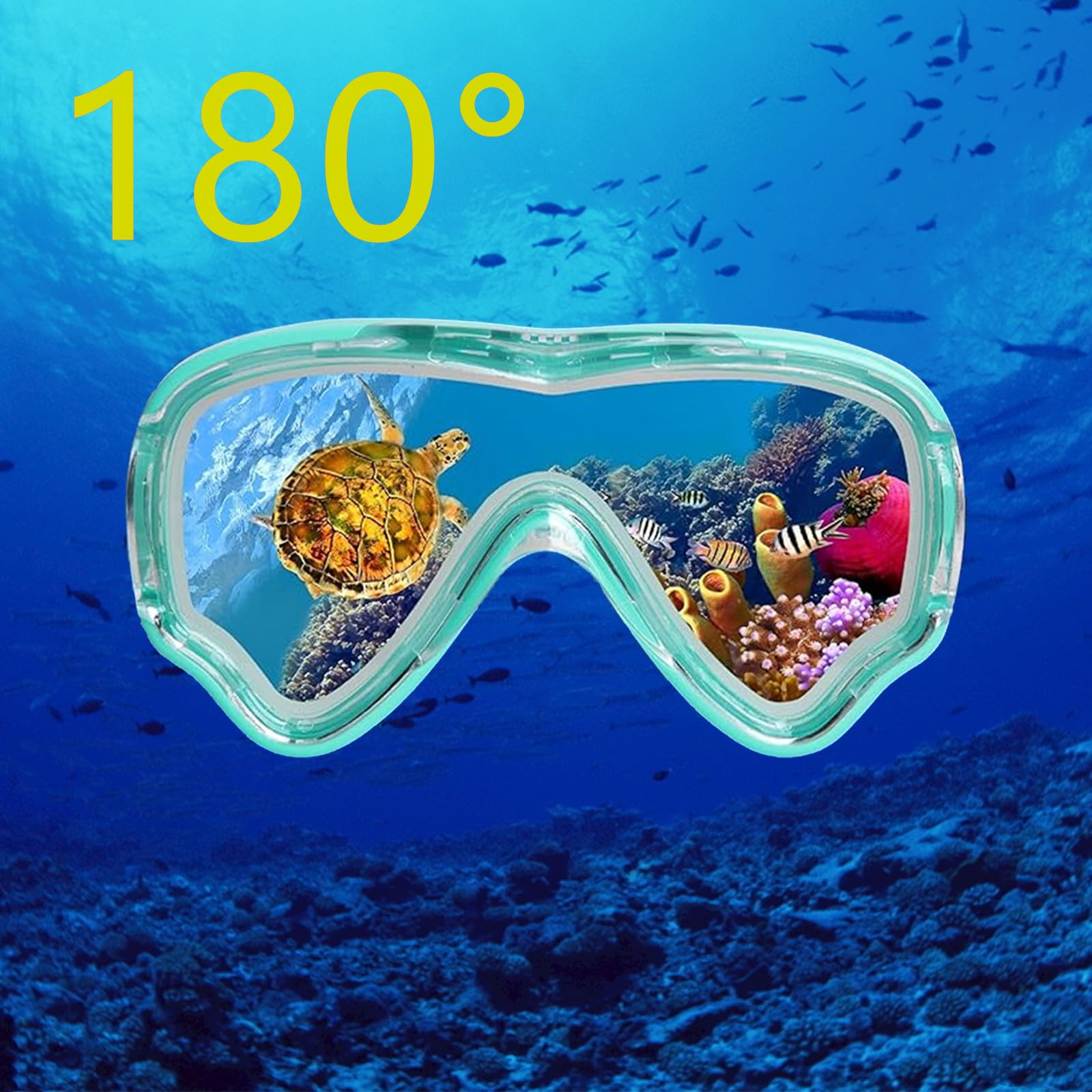 Kinder-Tauchmaske Mit Schnorchel – 180° Panorama, Gehärtetes Glas, Silikon-Nasenabdeckung, Verstellbares Band, Für 4–10 Jahre