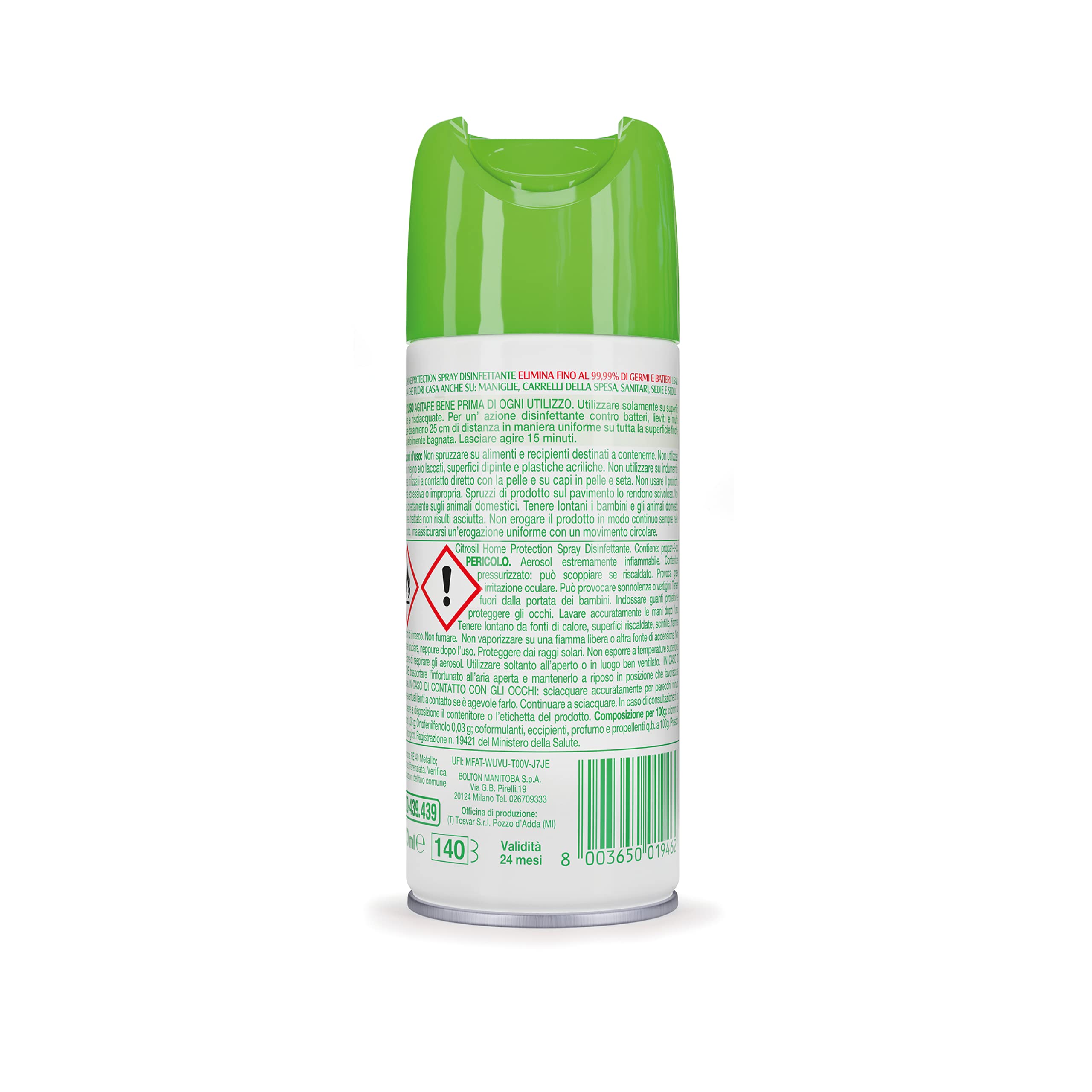 Citrosil Home Protection - Spray Disinfettante On the Go con Vere Essenze di Agrumi, Superfici Multiuso, Elimina Fino al 99,9% dei Batteri, Pratico Utilizzo Dentro e Fuori Casa, 100 ml x 12 Pezzi