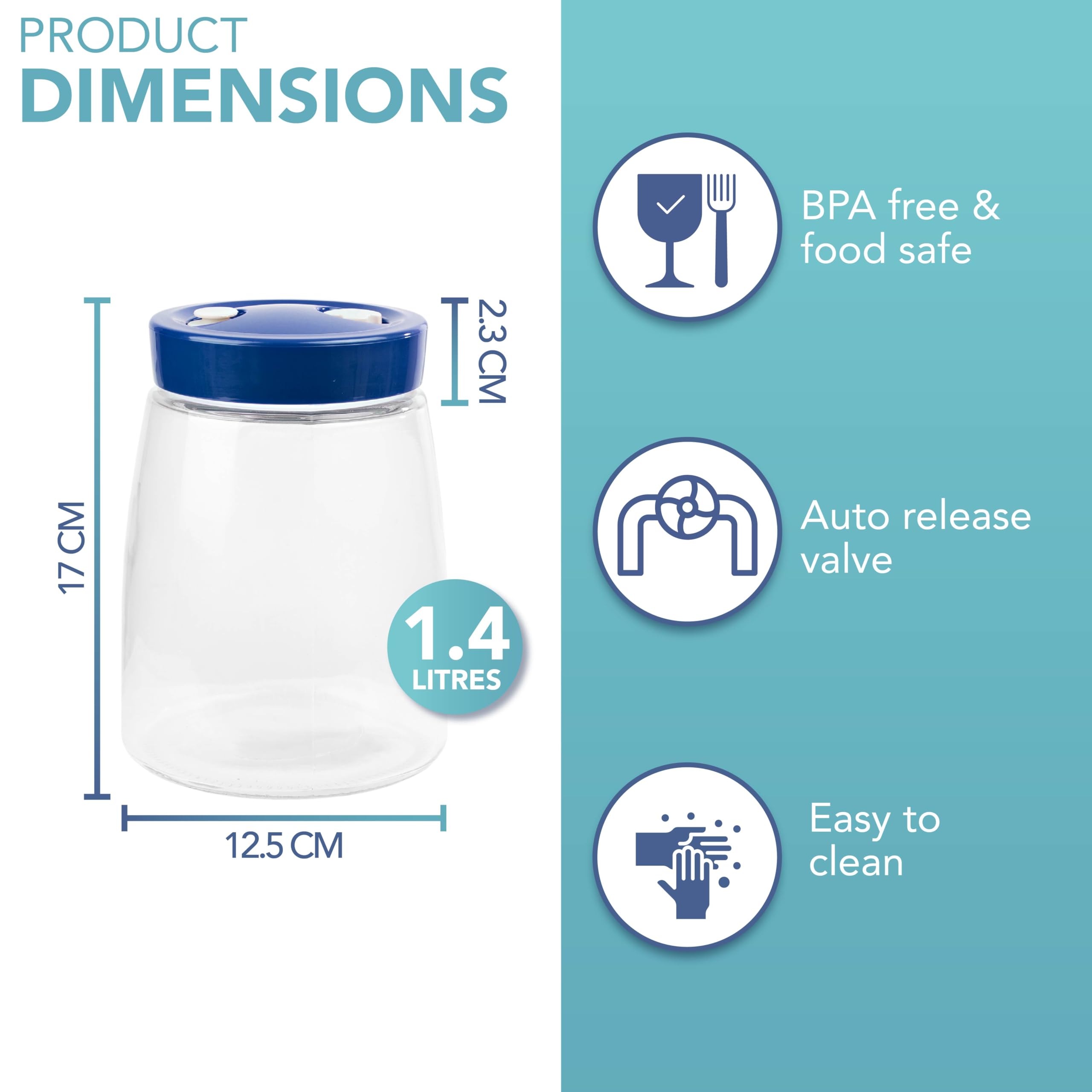 HEFAN Lot De 2 Bocaux De Fermentation Avec Aération 1 Voie D