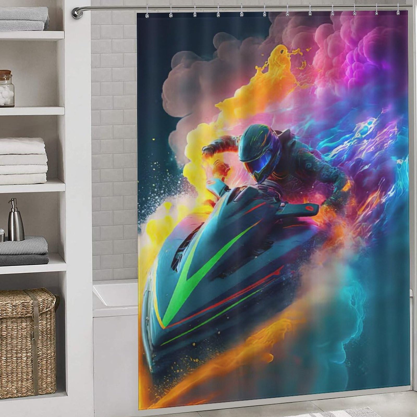 Rideau de douche bateau à moteur imperméable en polyester 168x183cm