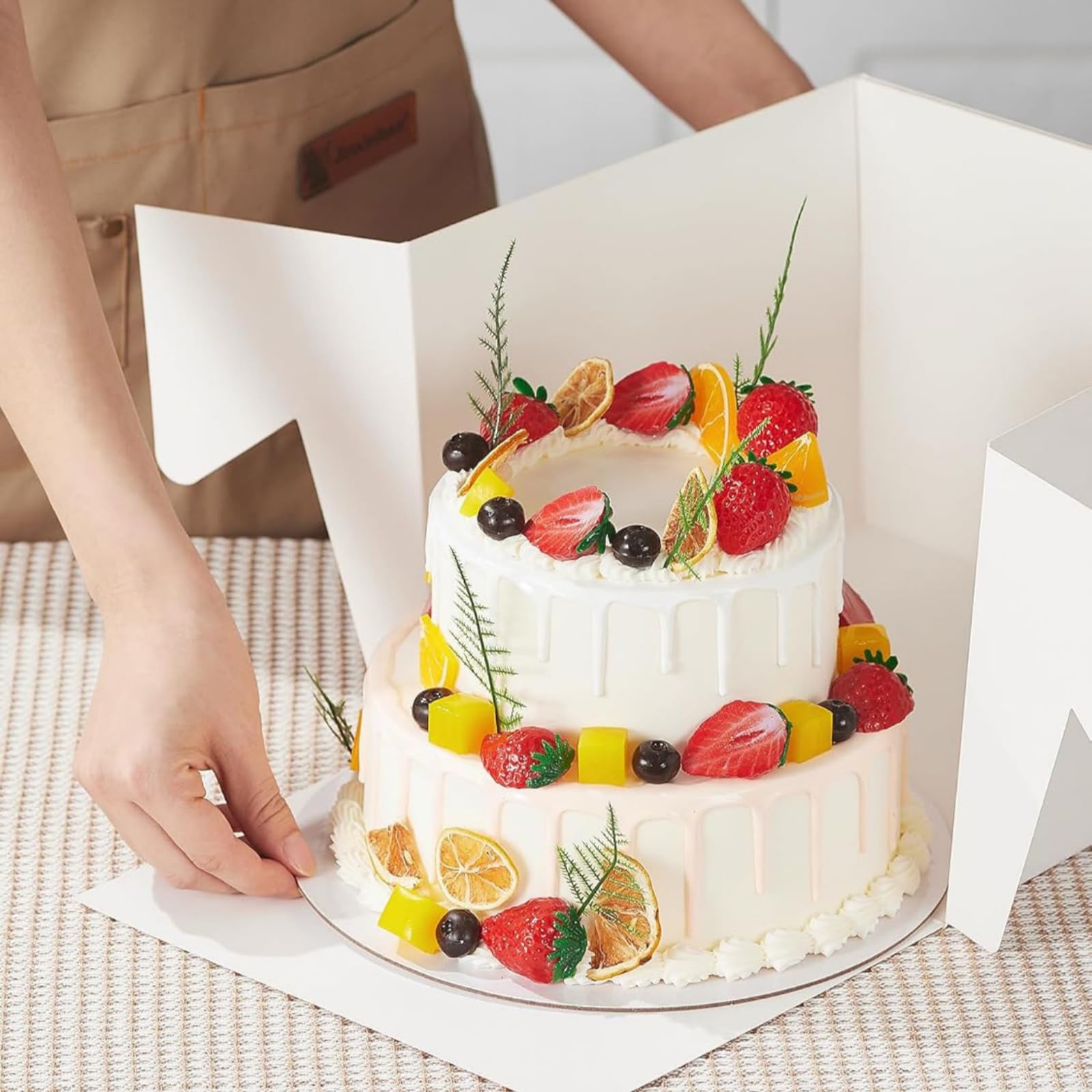 Confezione da 10 scatole per torte, per torte a gradini, in cartoncino bianco, per dolci di compleanno (scatola 8 in x 8 in x 8 in x 8 in x 8 in x 8 in x 8 in x 8 in