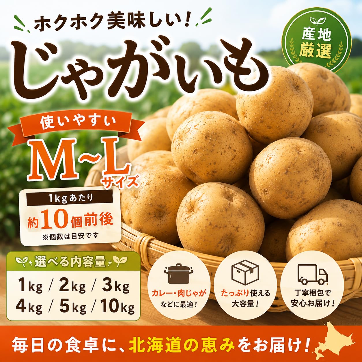 Amazon.co.jp: 【使いやすい！】じゃがいも M～Lサイズ 選べる1kg