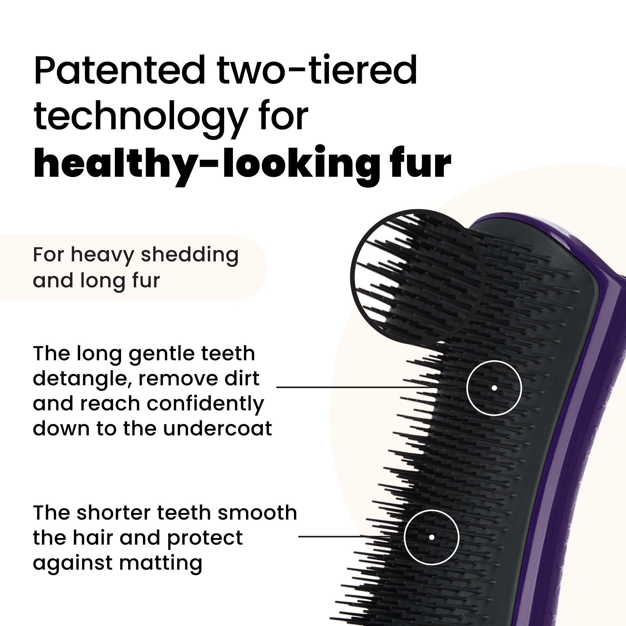 Tangle Teezer Large Pet Teezer De-Shedding - Szczotka do czesania na sucho lub do kąpieli - Idealna szczotka do usuwania luźnej sierści psów - Fioletowo-szara