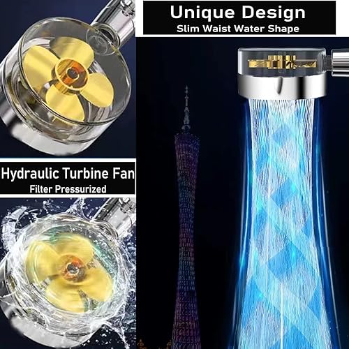 Miniatura 4 de Besititli Cabezal de ducha de mano turbocargado, cabezal de ducha de mano de alta presión con ahorro de agua, cabezal de ducha con filtros, cabezal