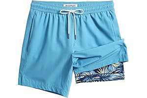 Mens Swim Trunks with Compression Liner 7 Inch Inseam