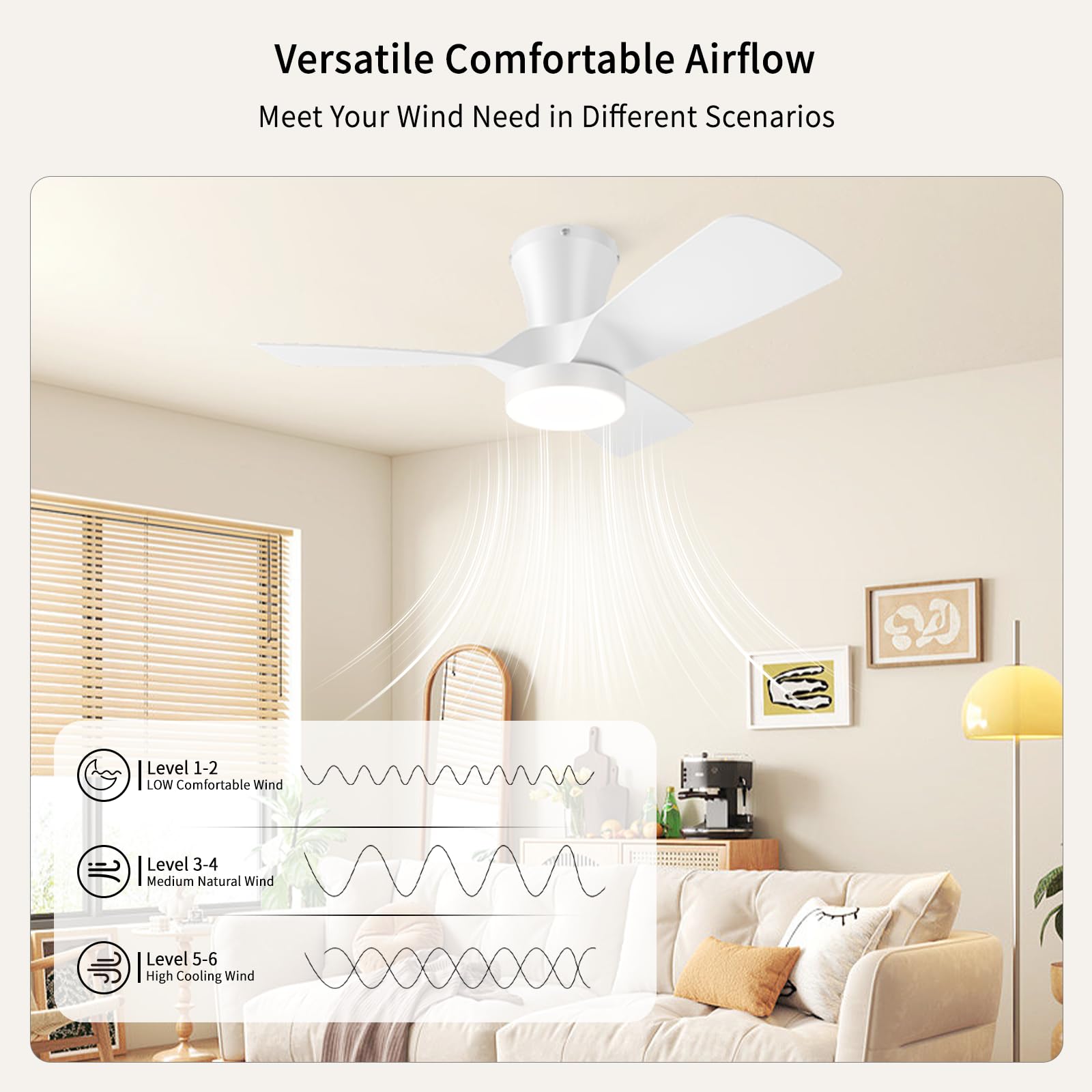 Ventilador de Techo con Luz 80cm, con Mando y App, Motor DC Silencioso, 6 Velocidades, Verano/Invierno, Memoria, Regulable 3000K-6000K, Temporizador, para Techos Bajos Dormitorio Salón Comedor Cocina