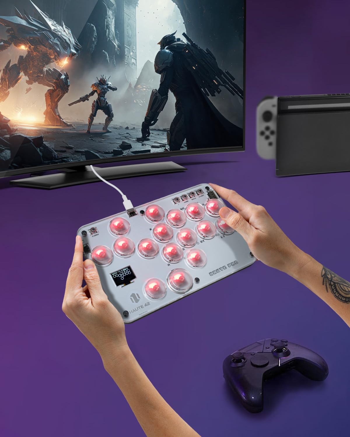 HARIKIKI Arcade Stick, Fighting Teclado Keypad S16 Street Fighter Gameboard para PS3/PS4/Steam PC/NS Switch