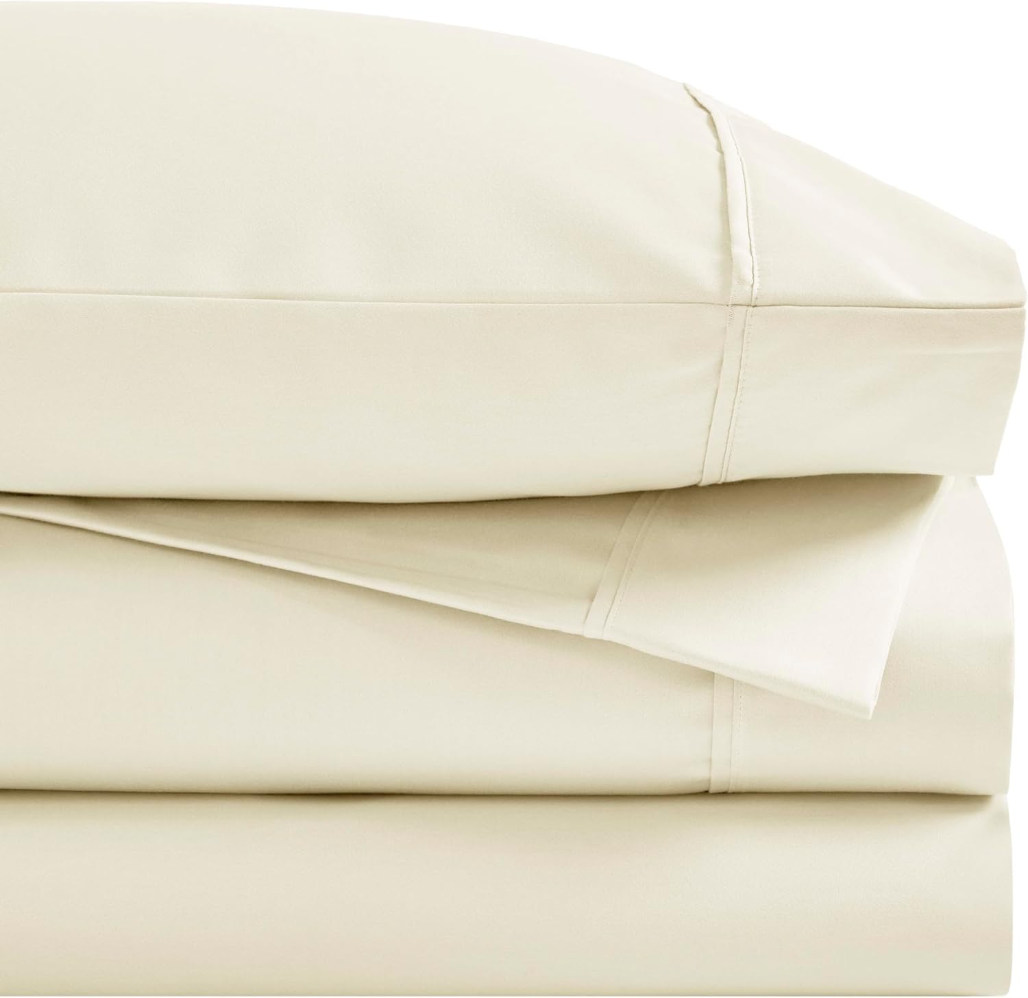 Superior Cotton Rich Sheet Set, Heavyweight Daily Bedding, Modern Decor, Includes 1 Elastic Deep Pocket Fitted Bedsheet, 1 Flat Sheet, 2 Pillowcases - King, Ivory